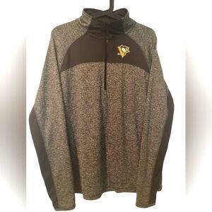 Pittsburgh Penguins NHL FANATICS Men's dry fit quarter zip Grey and black Large